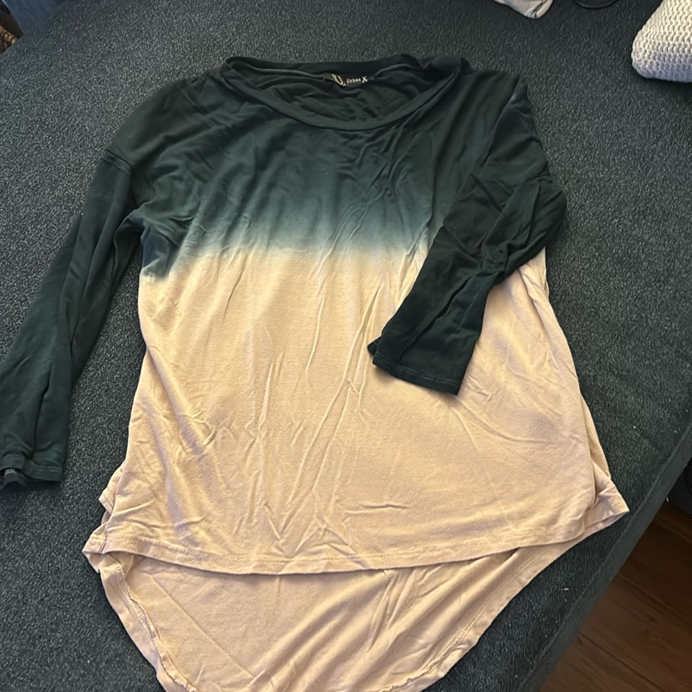 Tie dye indigo to pinkish beige 3/4 sleeve T. Barely ever worn.